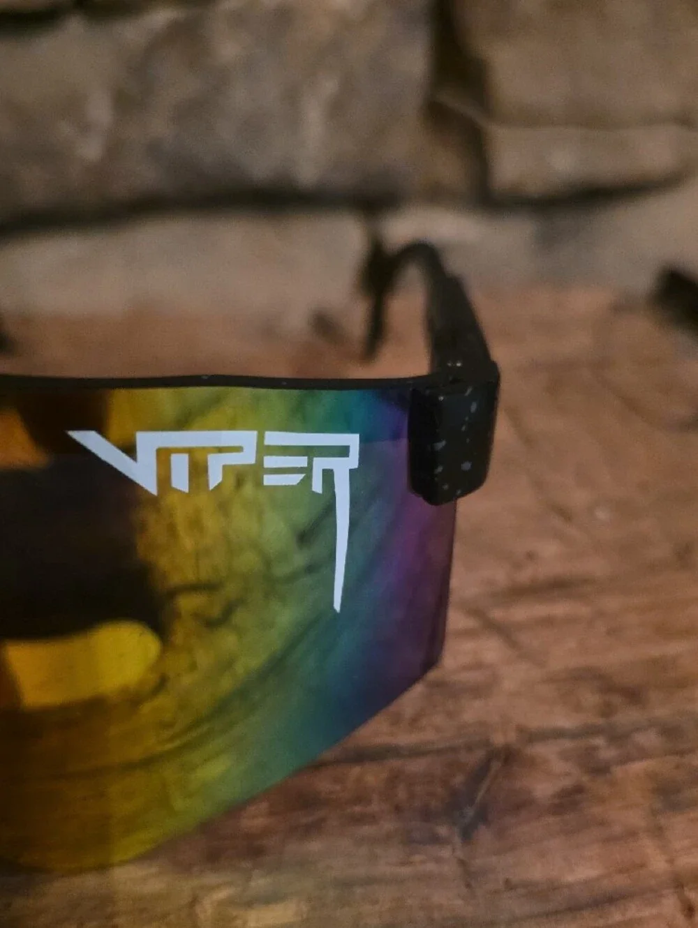 Pit Viper Rainbow Mirrored Visor Sunglasses with Black Frame
